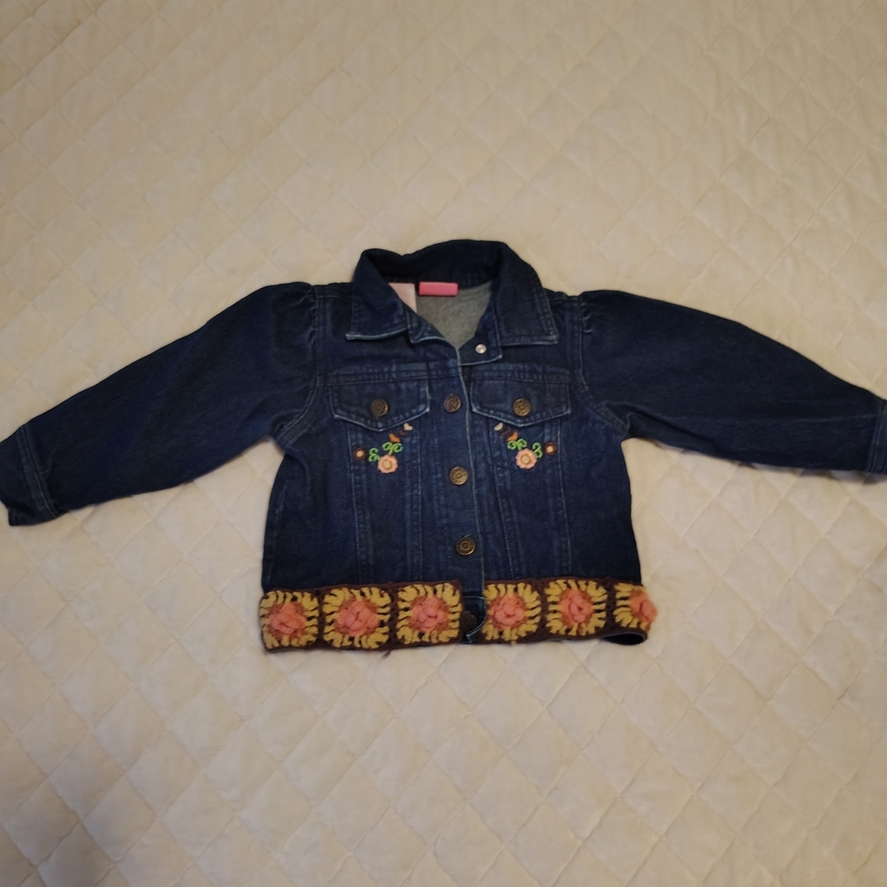 Kids Denim Jacket with Floral Embroidery